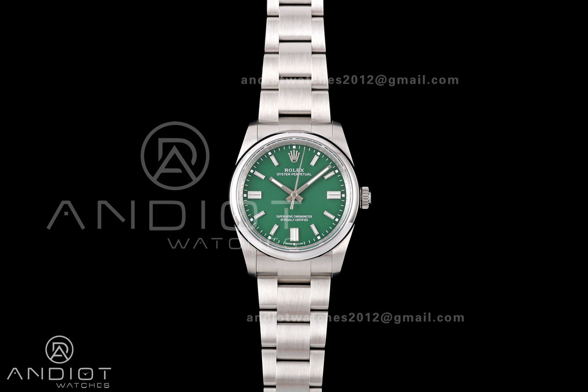 Oyster Perpetual 126000 36mm QF 1:1 Best Edition 904L Steel Green Dial JH3230 Free Sprung